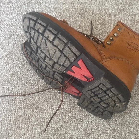 Mens Wrangler Dewitt work Brown Leather Boots 🥾- oil resistant & slip proof - Picture 7 of 10